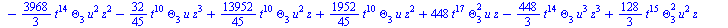 `+`(`-`(`*`(`/`(896, 45), `*`(Theta[6], `*`(Theta[3], `*`(`^`(t, 20)))))), `-`(`*`(`/`(1792, 45), `*`(`^`(Theta[1], 2), `*`(Theta[6], `*`(`^`(t, 19)))))), `-`(`*`(`/`(1792, 45), `*`(Theta[1], `*`(Thet...