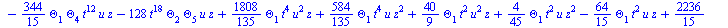 `+`(`-`(`*`(`/`(896, 45), `*`(Theta[6], `*`(Theta[3], `*`(`^`(t, 20)))))), `-`(`*`(`/`(1792, 45), `*`(`^`(Theta[1], 2), `*`(Theta[6], `*`(`^`(t, 19)))))), `-`(`*`(`/`(1792, 45), `*`(Theta[1], `*`(Thet...