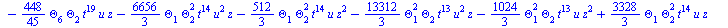 `+`(`-`(`*`(`/`(896, 45), `*`(Theta[6], `*`(Theta[3], `*`(`^`(t, 20)))))), `-`(`*`(`/`(1792, 45), `*`(`^`(Theta[1], 2), `*`(Theta[6], `*`(`^`(t, 19)))))), `-`(`*`(`/`(1792, 45), `*`(Theta[1], `*`(Thet...