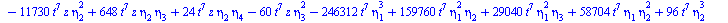 `+`(`-`(`*`(11520, `*`(`^`(t, 14), `*`(`^`(eta[2], 5))))), `-`(`*`(19200, `*`(`^`(t, 14), `*`(`^`(eta[2], 3), `*`(eta[4]))))), `*`(17280, `*`(`^`(t, 14), `*`(`^`(eta[2], 2), `*`(`^`(eta[3], 2))))), `-...