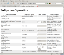 A screenshot of Polipo's configuration interface